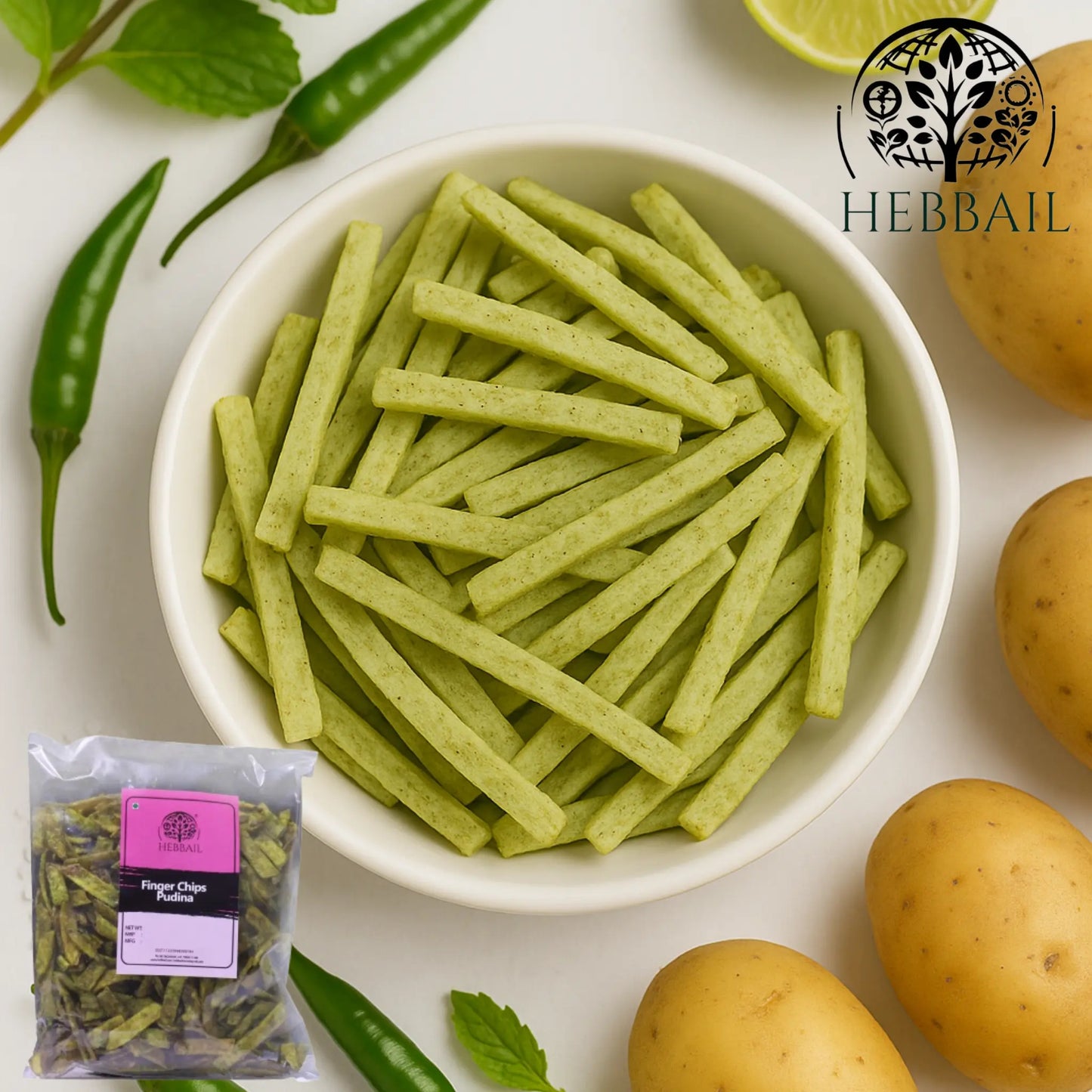 Pudina Finger Chips | Hebbail Crunchy Snacks - Hebbail