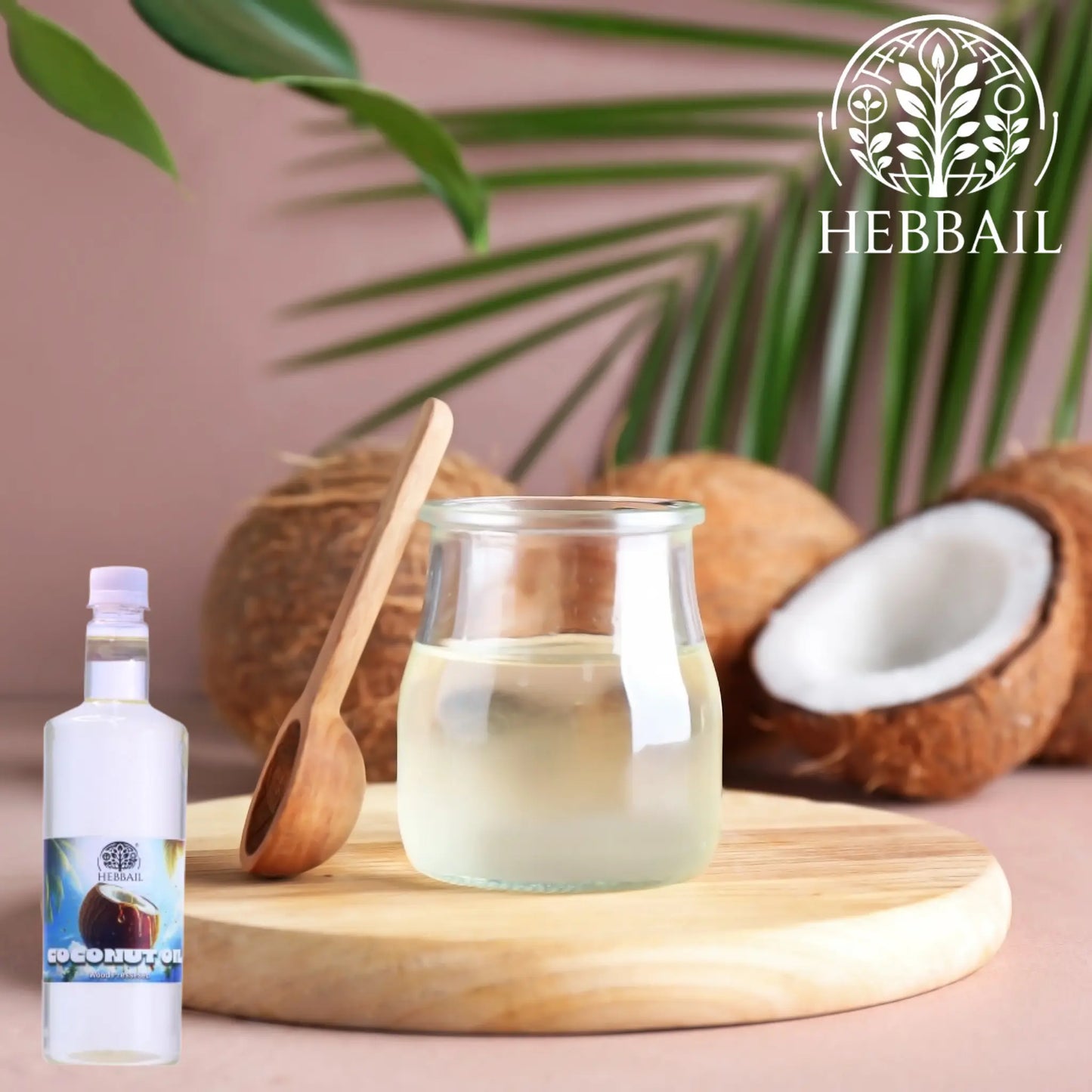 HEBBAIL Coconut Wooden Pressed Oil – 1 LTR | 100% Pure, Cold-Pressed & Unrefined Hebbail
