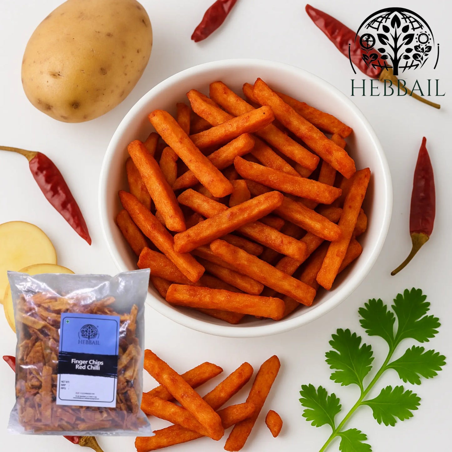 Red Chilli Finger Chips | Hebbail Spicy Crunchy Snacks - Hebbail