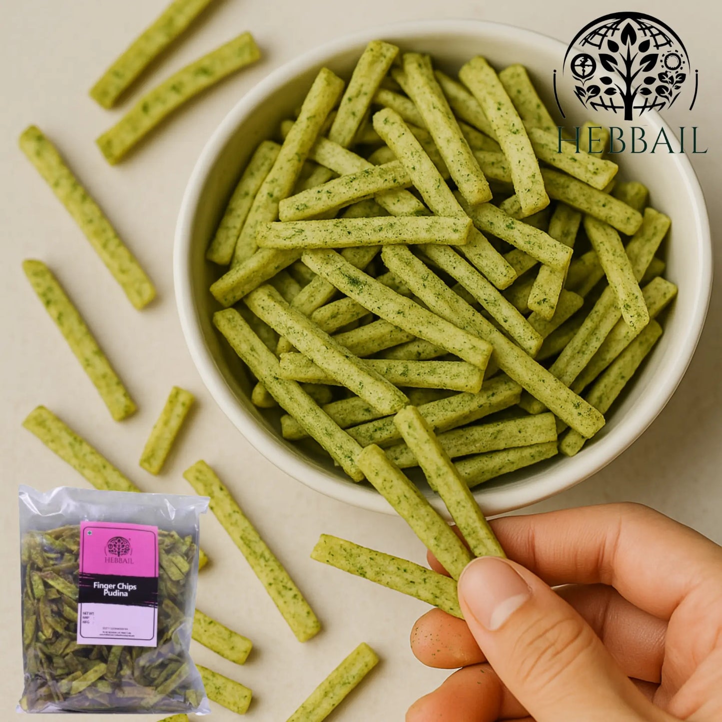 Pudina Finger Chips | Hebbail Crunchy Snacks - Hebbail