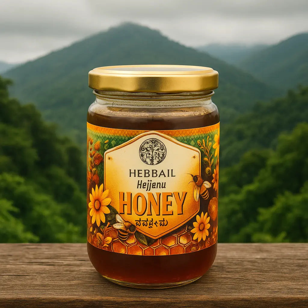 HEBBAIL Natural Hejjenu Honey – 500GM | 100% Pure, Raw & Wild Forest Honey Hebbail