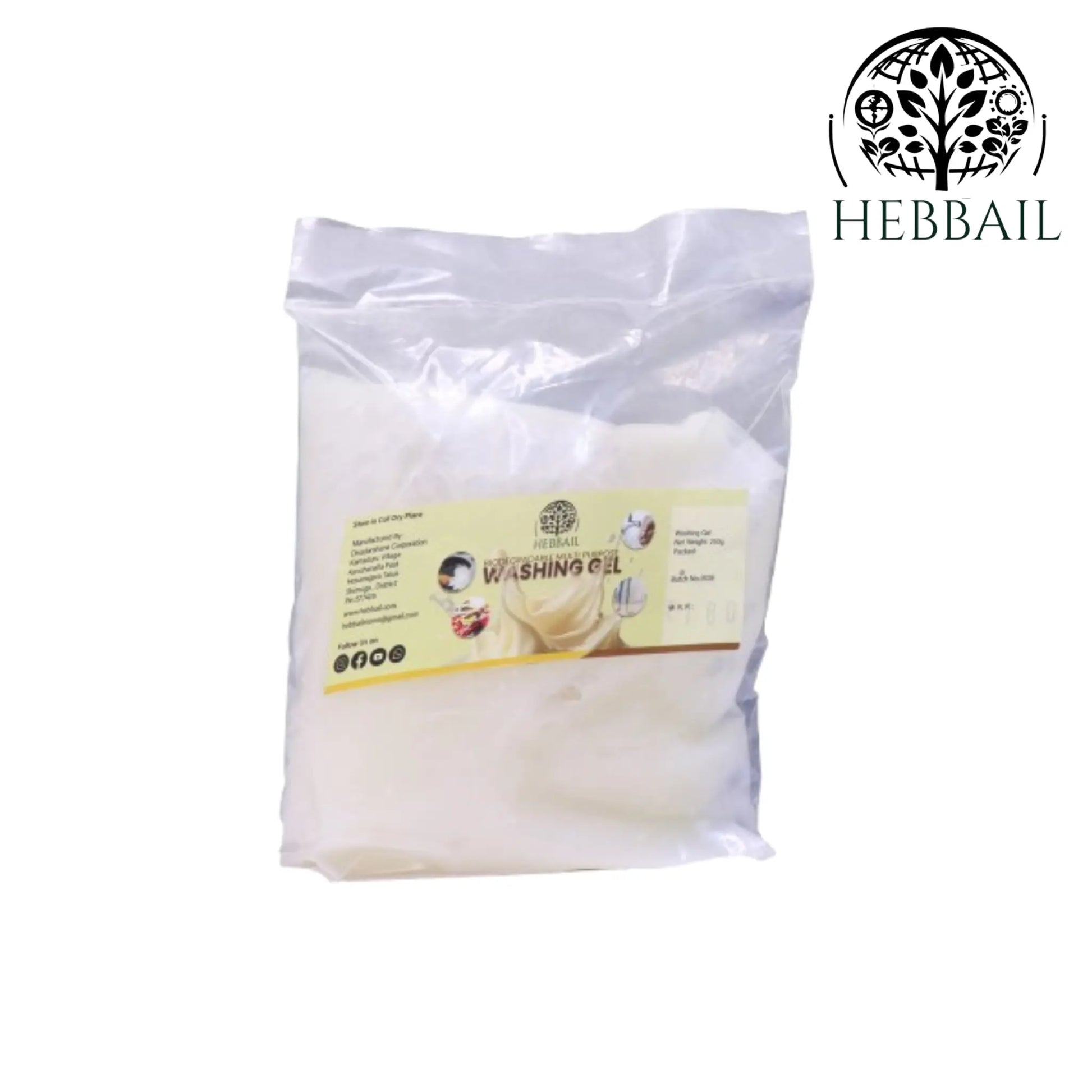 Natural Washing Gel 250 grm | Hebbail Gentle & Effective Fabric Cleaner - Hebbail