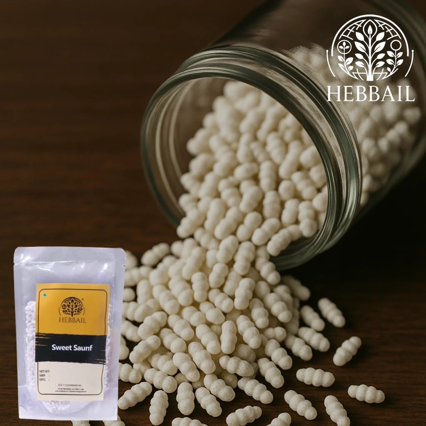 Sweet Saunf (Sugar-Coated Fennel Seeds) 100grm | Hebbail Traditional Mouth Freshener - Hebbail