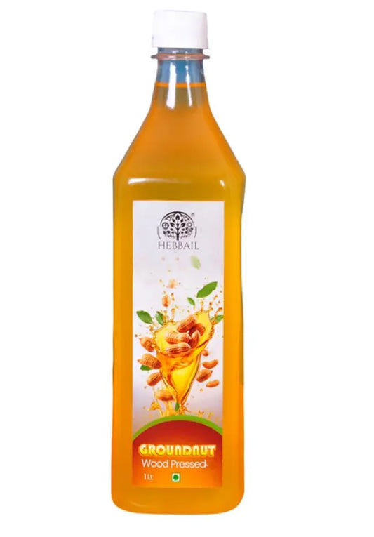 HEBBAIL Groundnut Wooden Pressed Oil – 1L | 100% Pure, Cold-Pressed & Unrefined - Hebbail