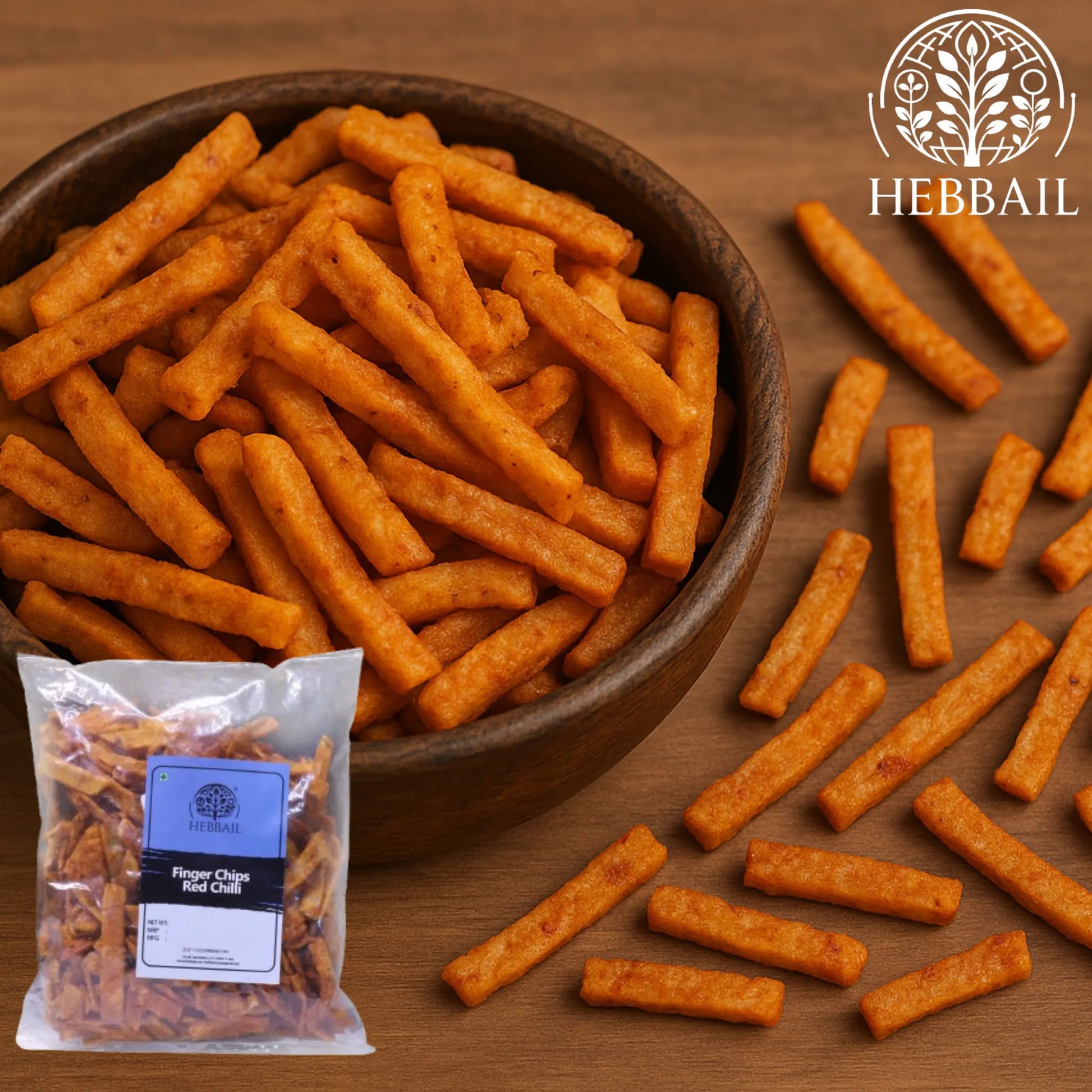 Red Chilli Finger Chips | Hebbail Spicy Crunchy Snacks - Hebbail