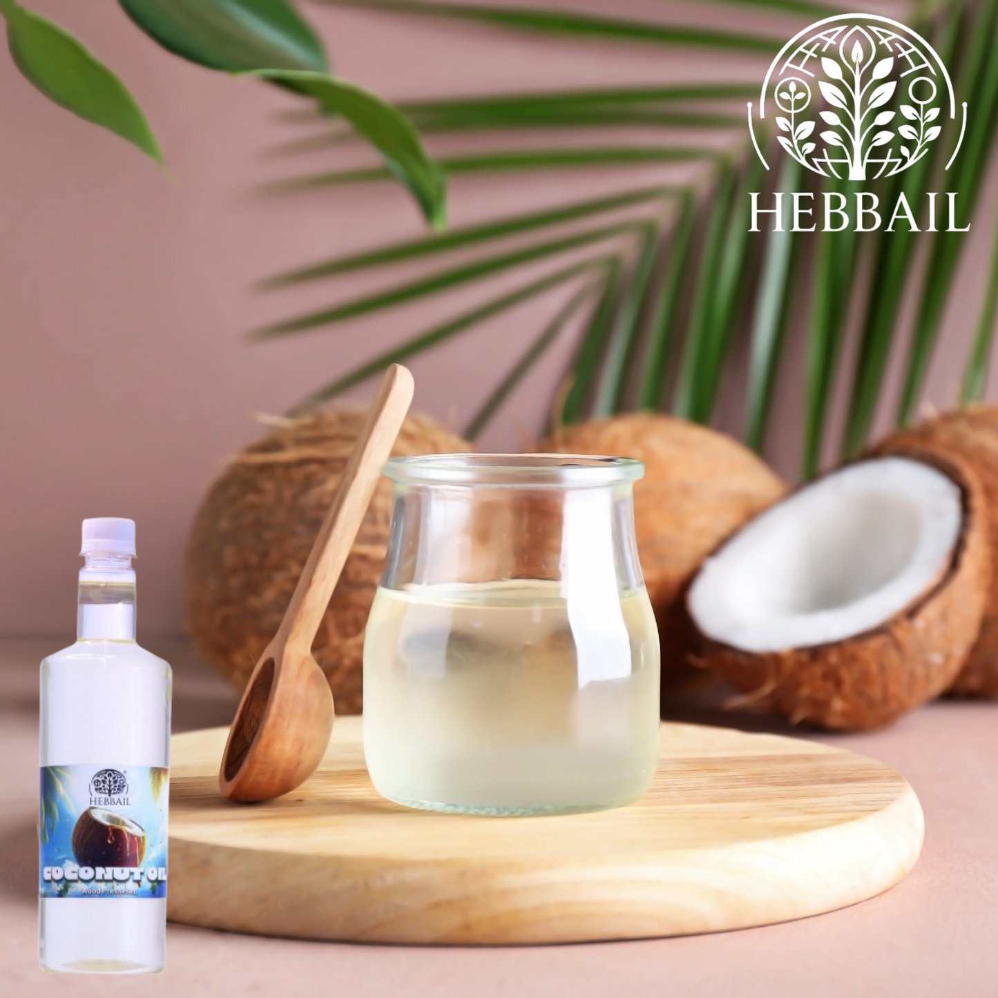 HEBBAIL Coconut Wooden Pressed Oil – 1 LTR | 100% Pure, Cold-Pressed & Unrefined