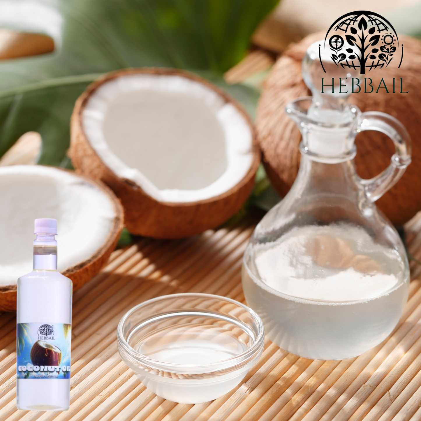 HEBBAIL Coconut Wooden Pressed Oil – 1 LTR | 100% Pure, Cold-Pressed & Unrefined